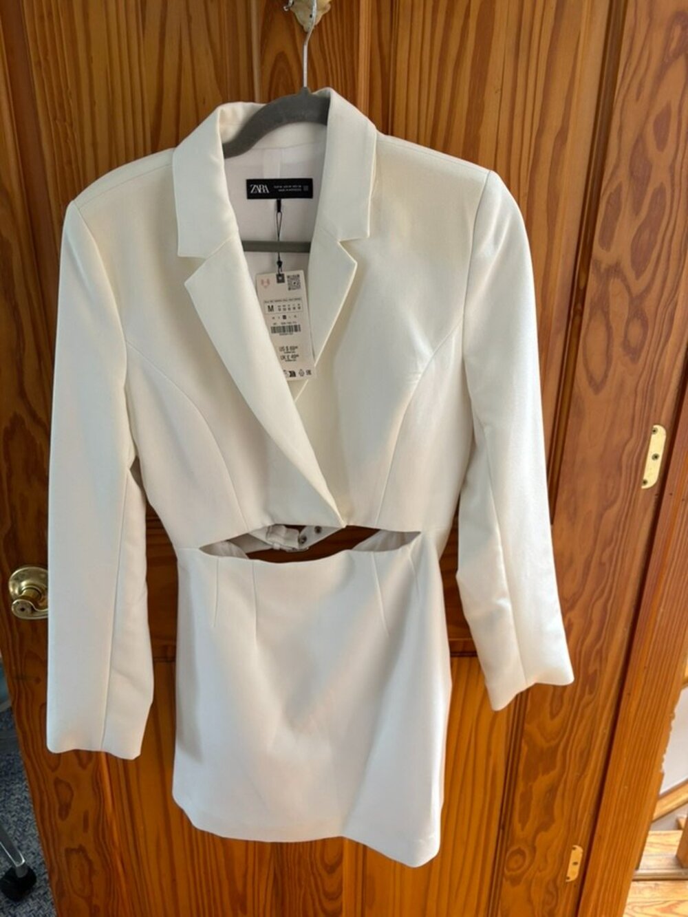 White Zara Cutout Suit Dress - M